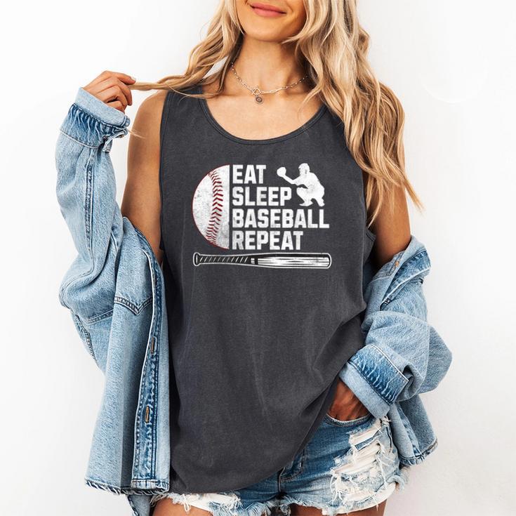 Eat Sleep Baseball Repeat Baseball Player Men Boys Comfort Colors Tank Top