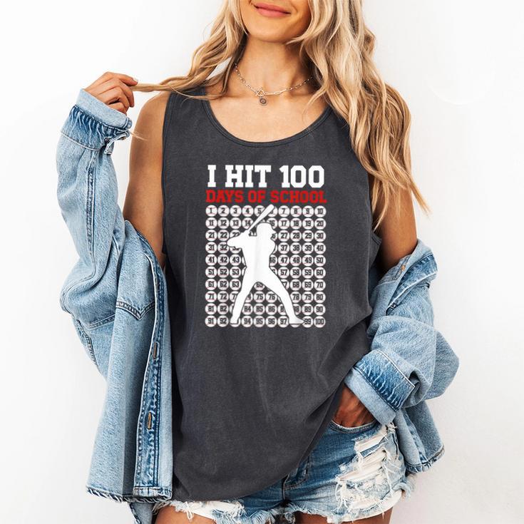 I Hit 100 Days Of School Baseball 100 Day Of School Comfort Colors Tank Top