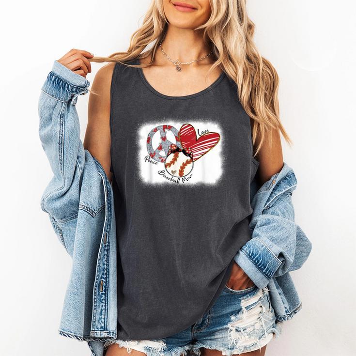 Peace Love Baseball Mom Mommy Comfort Colors Tank Top