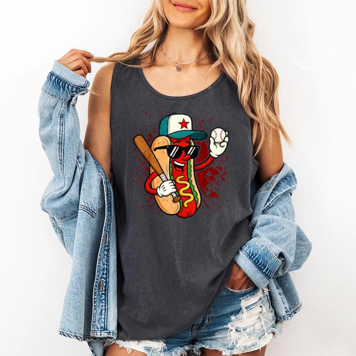 Retro Vintage Baseball Hot Dogs Comfort Colors Tank Top
