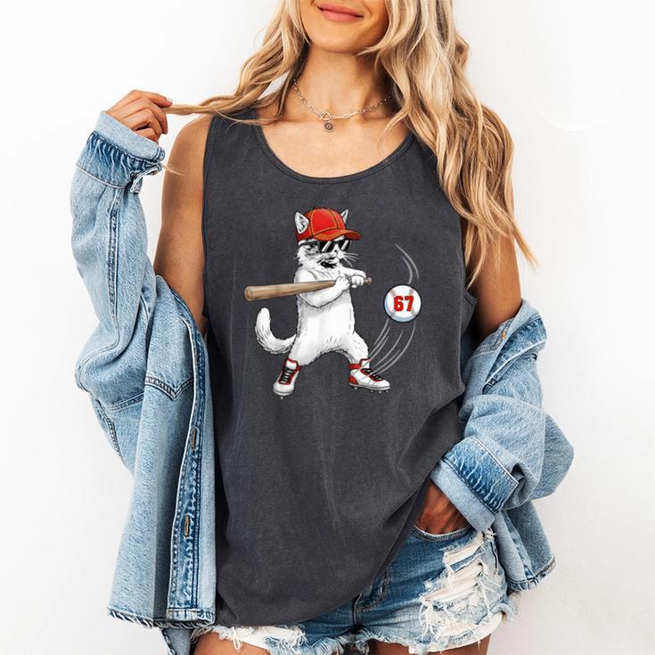 Six Seven 67 Baseball Cat Birthday Men Kids Boys Comfort Colors Tank Top