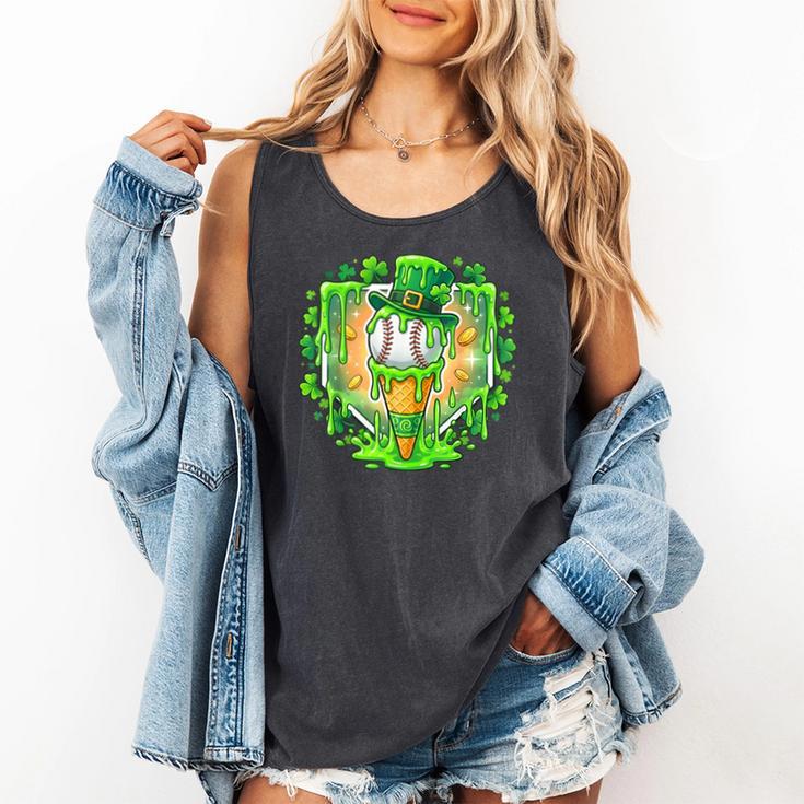 St Patrick Day Baseball Drip Ice Cream Baseball Home Plate Comfort Colors Tank Top
