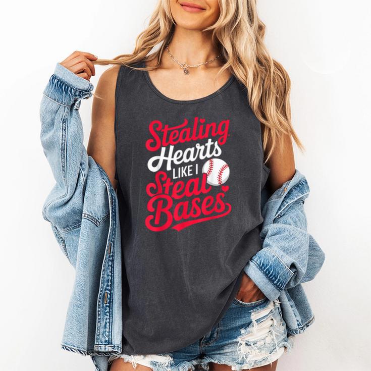 Stealing Hearts Like I Steal Bases Cute Baseball Boys Comfort Colors Tank Top