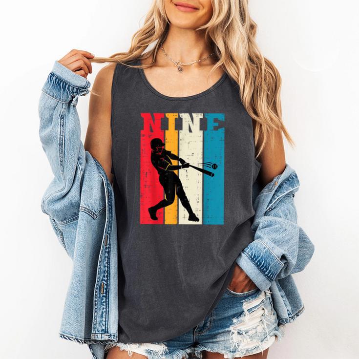 9th Birthday Nine Baseball Batter 9 Year Old Bday Boys Kids Comfort Colors Tank Top