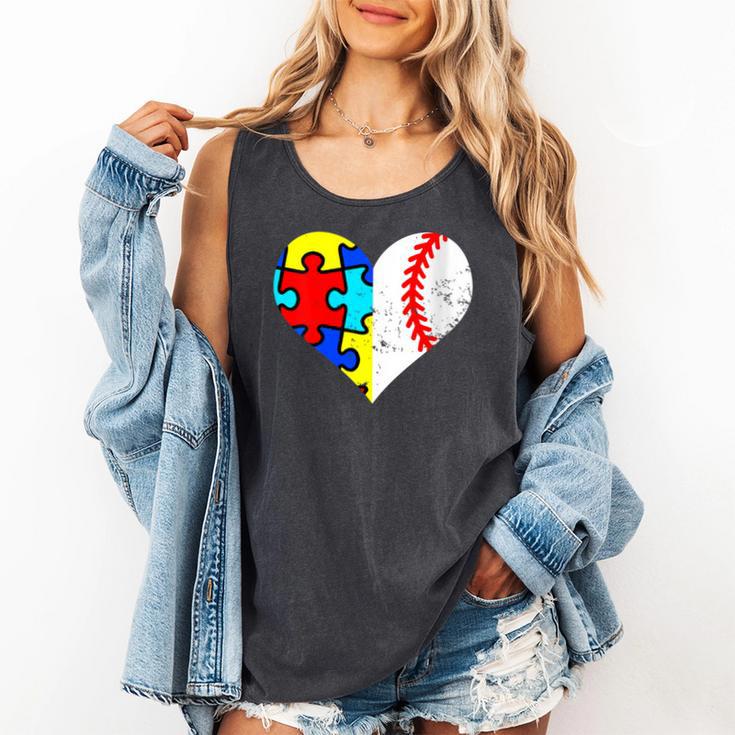 Autism Baseball Heart Autism Puzzle Baseball Mom Comfort Colors Tank Top