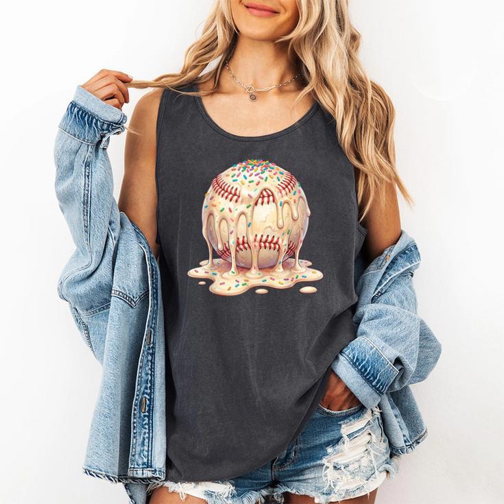 Baseball Drip Ice Cream Melting Illustration Comfort Colors Tank Top Baseball Drip Ice Cream Melting Illustration Comfort Colors Tank Top