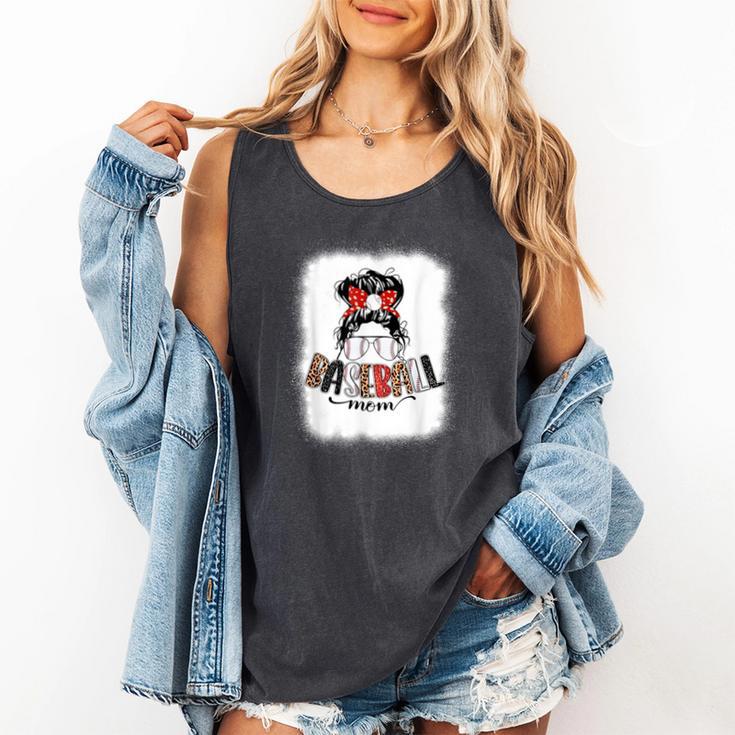 Baseball Mom Messy Bun Mommy Baseball Player Comfort Colors Tank Top