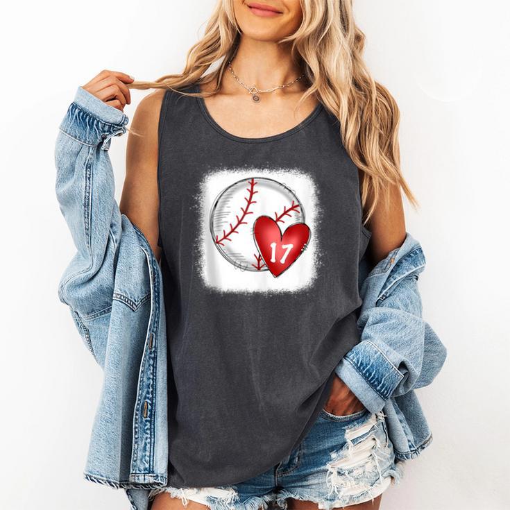 Bleached Custom Baseball Mom Number 17 Heart For Mom Comfort Colors Tank Top Bleached Custom Baseball Mom Number 17 Heart For Mom Comfort Colors Tank Top