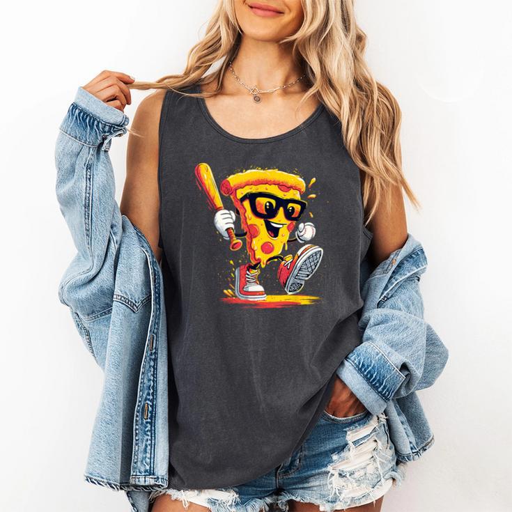 Drippy Pizza Baseball Slice Cartoon Sports Food Comfort Colors Tank Top