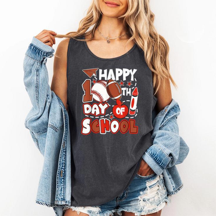 Happy 100 Days Of School Baseball Football PE Teacher Comfort Colors Tank Top Happy 100 Days Of School Baseball Football PE Teacher Comfort Colors Tank Top