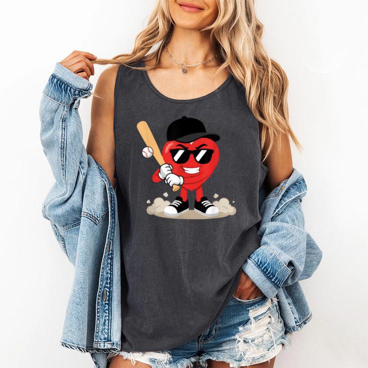 Heart Playing Baseball Valentine Baseball Comfort Colors Tank Top Heart Playing Baseball Valentine Baseball Comfort Colors Tank Top
