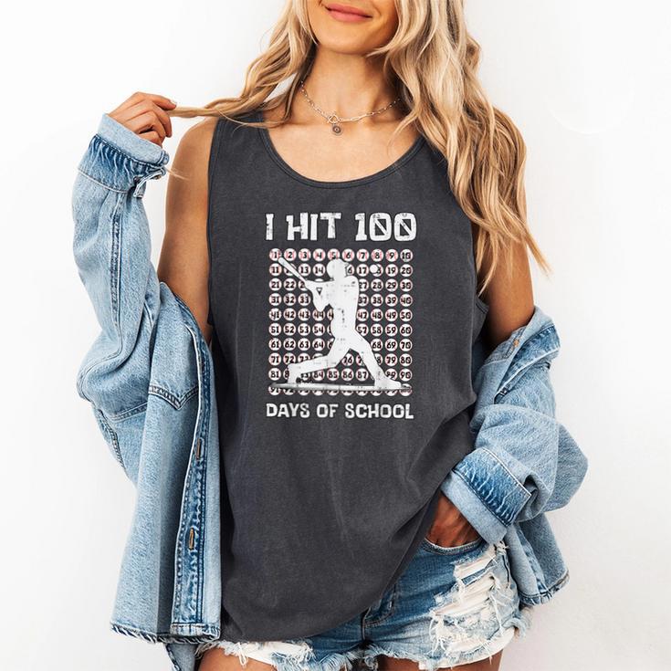 I Hit 100 Days Of School Baseball Player 100th Day Boys Kids Comfort Colors Tank Top