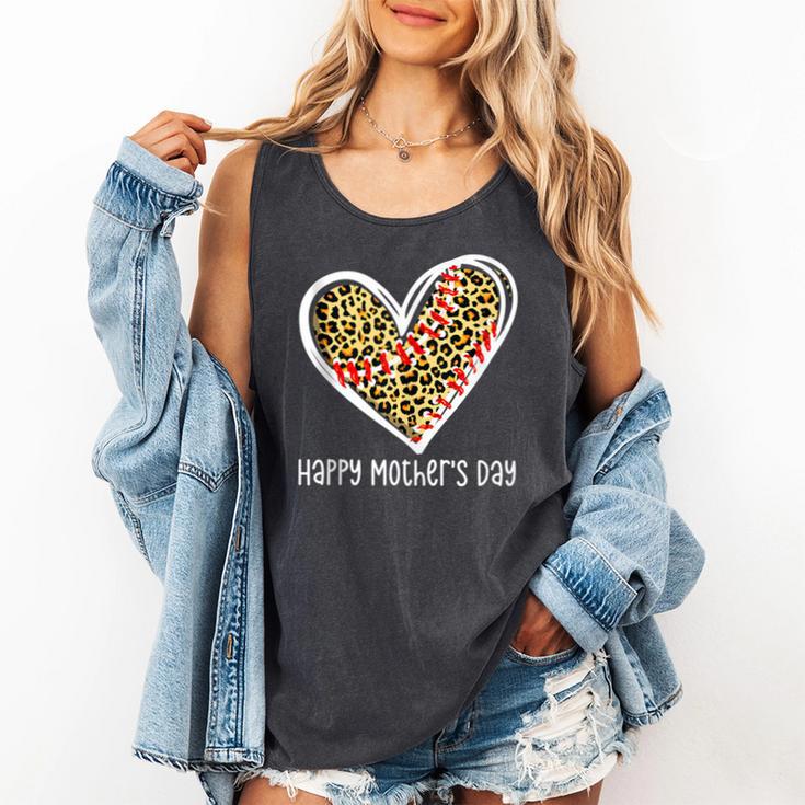 Softball Baseball Mom Valentine Leopard Heart Mother's Day Comfort Colors Tank Top