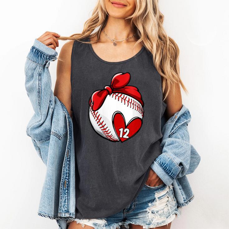 Womens Custom Baseball Mom Number 12 Heart For Mom Mommy Comfort Colors Tank Top Womens Custom Baseball Mom Number 12 Heart For Mom Mommy Comfort Colors Tank Top