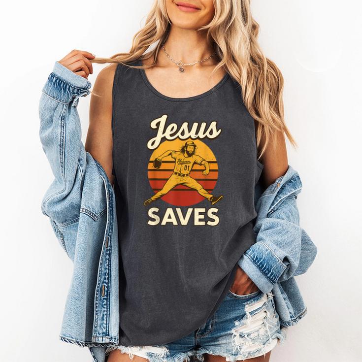 Youth Boy Baseball Jesus Saves Christian Baseball Religious Comfort Colors Tank Top