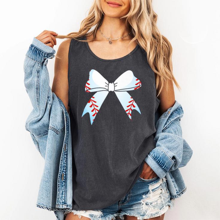 Baseball Bow Baseball Mom Women Baseball Mama Premium Comfort Colors Tank Top