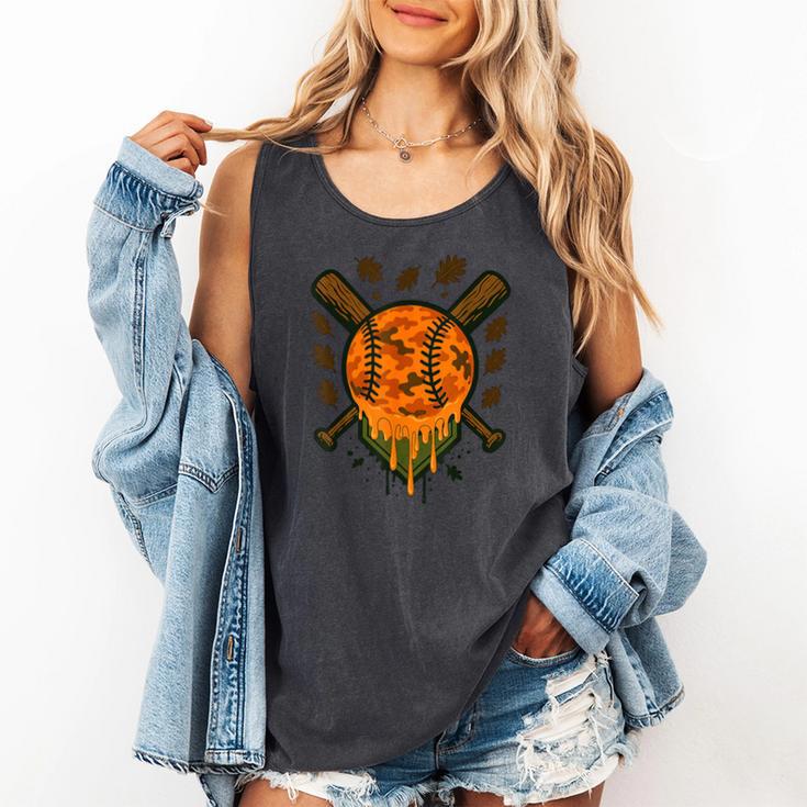 Baseball Drip Ice Cream Dripping Blaze Hunter Orange Camo Comfort Colors Tank Top