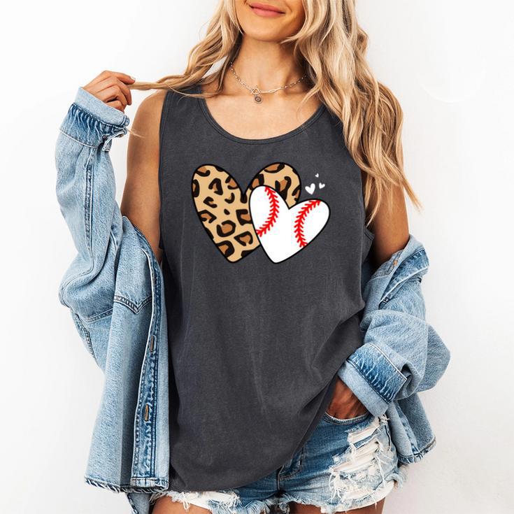 Baseball Heart Leopard Heart Sport Baseball Mom Comfort Colors Tank Top