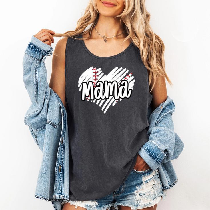 Baseball Mama Scribble Heart Baseball Mom Sports Team Tball Comfort Colors Tank Top