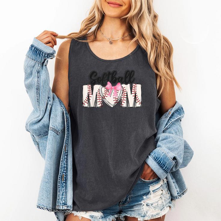 Baseball Mom Coquette Women Girls Baseball Mama Comfort Colors Tank Top