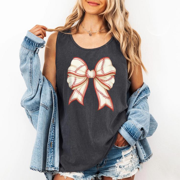 Coquette Bow Baseball Mama Baseball Mom Women Comfort Colors Tank Top
