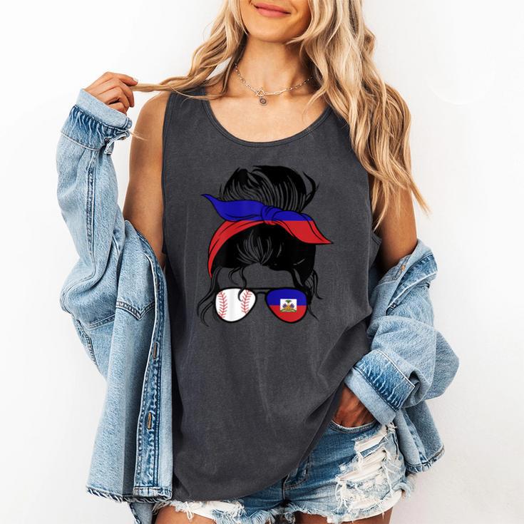 Haitian Baseball Mom Haiti Flag Baseball Girl Comfort Colors Tank Top