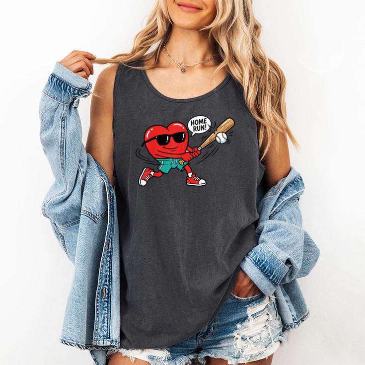 Heart Valentines Day Baseball Men Boys Kids Teens Comfort Colors Tank Top