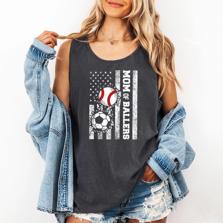Mom Of Ballers USA Flag Soccer Baseball Mom Comfort Colors Tank Top