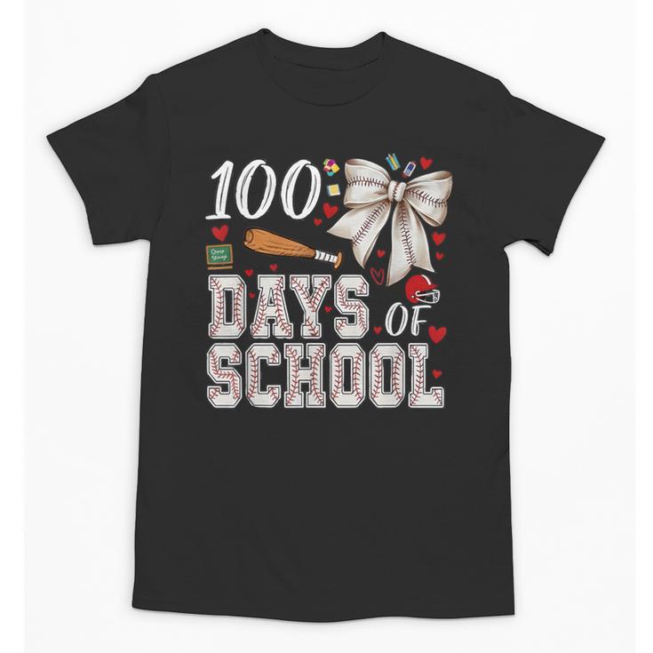 100 Days Of School Baseball 100th Day Of School Coquette Bow Unisex T-Shirt