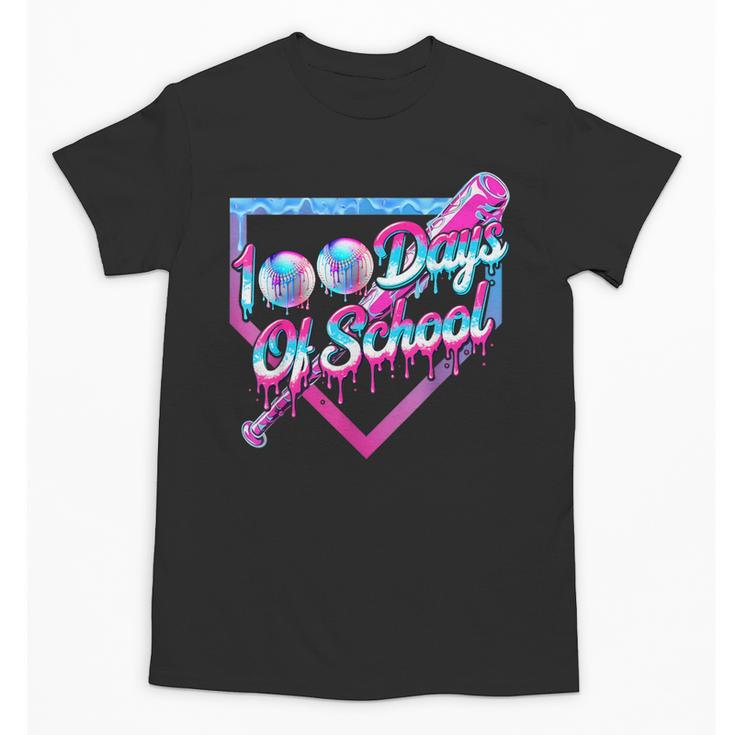 100 Days Of School Baseball 100th Day Ice Cream Boys Kids Unisex T-Shirt