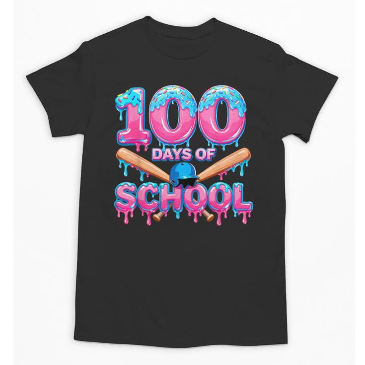 100 Days Of School Baseball Dripping Ice Cream 100th Day Unisex T-Shirt