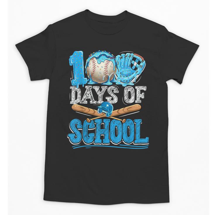 100 Days Of School Baseball Ice Cream Drip Student Kids Boys Unisex T-Shirt