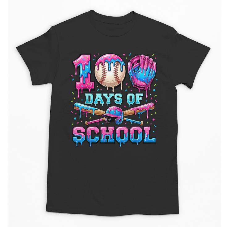 100 Days Of School Baseball Sports Drip Graphic Unisex T-Shirt