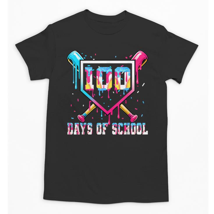 100 Days Of School Boy Kids Baseball Ice Cream Drip Teacher Unisex T-Shirt
