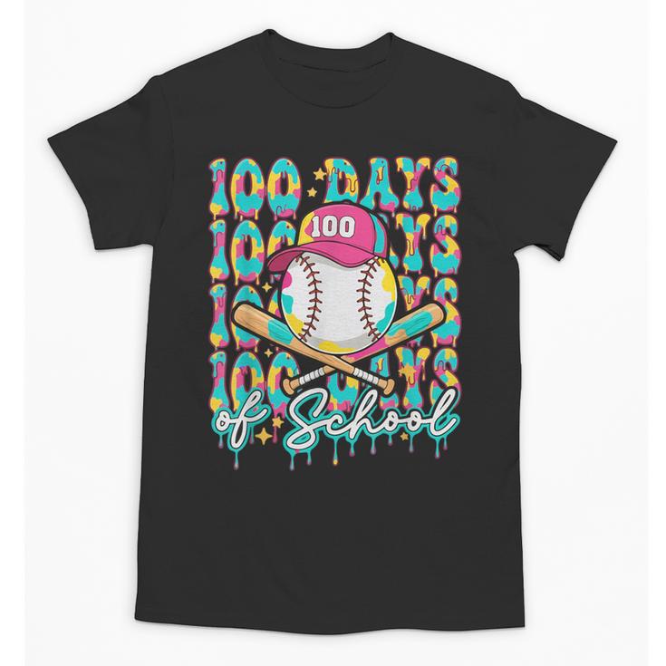 100 Days Of School Drip Baseball 100th Day Baseball School Unisex T-Shirt