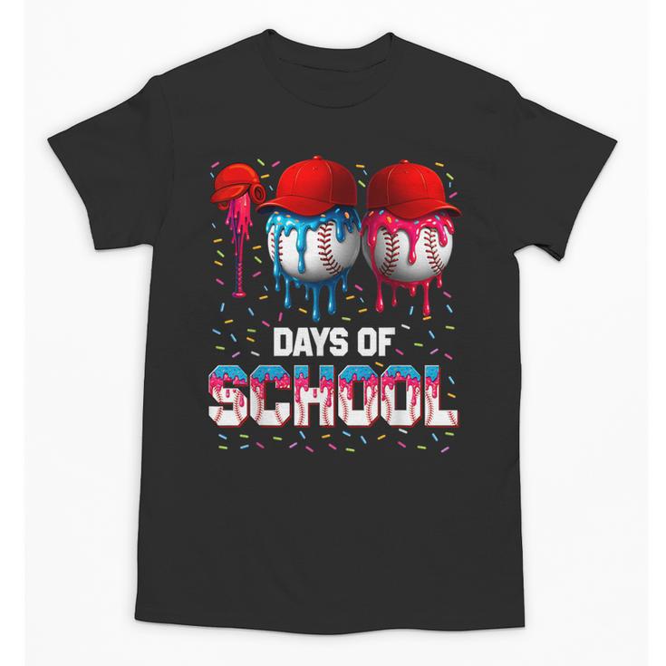 100 Days Of School Dripping Baseball 100th Day Teacher Boy Unisex T-Shirt