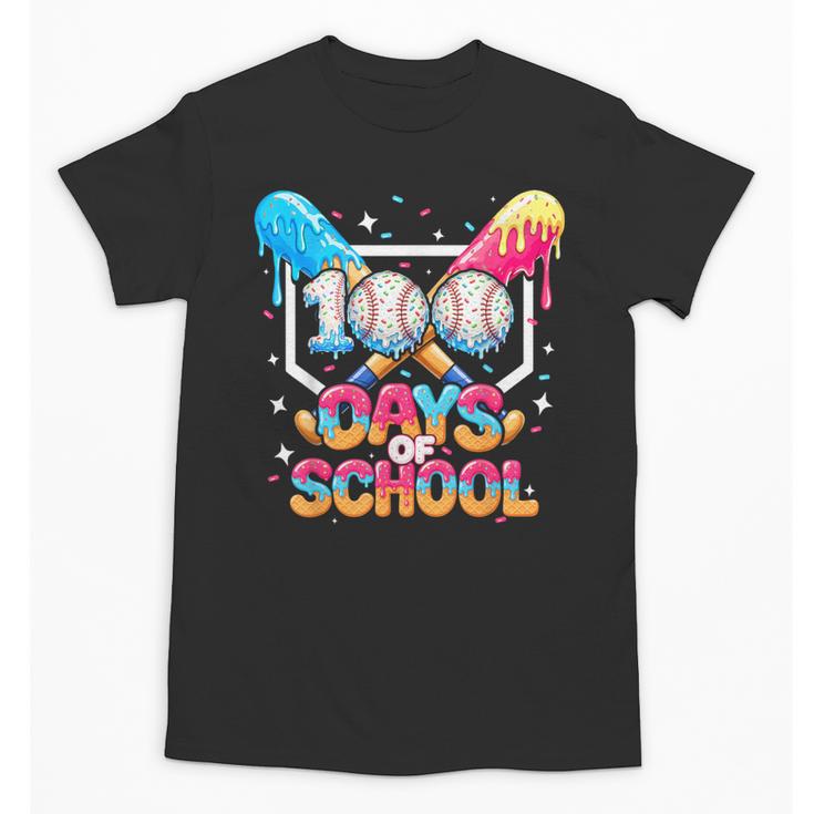 100 Days Of School Ice Cream Baseball Player For Kids Boys Unisex T-Shirt