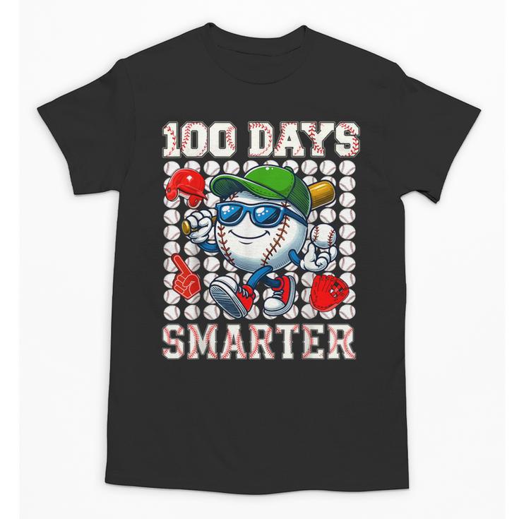 100 Days Smarter Baseball 100 Days Of School Boy Girl Kid Unisex T-Shirt