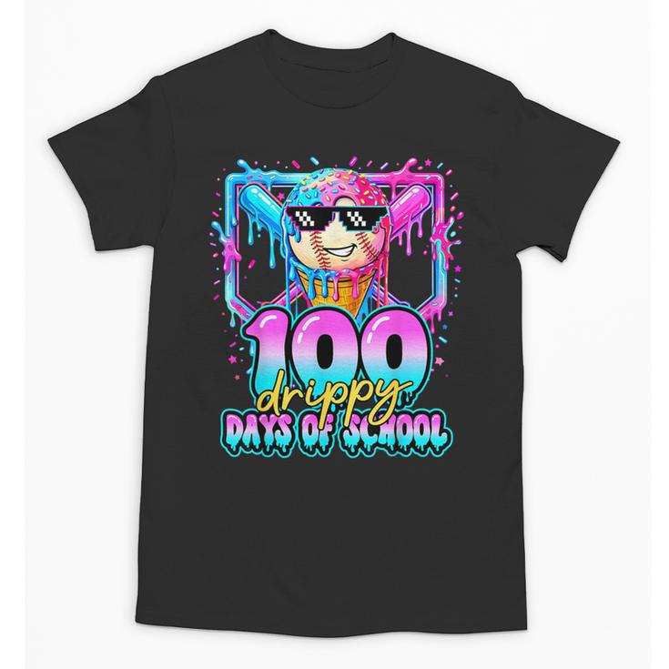 100 Drippy Days Of School Baseball Ice Cream 100th Day Boys Unisex T-Shirt