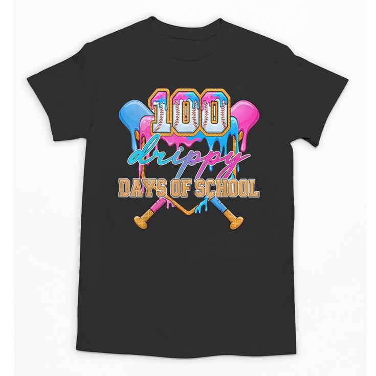 100 Drippy Days Of School Baseball Ice Cream Drip Boys Kids Unisex T-Shirt