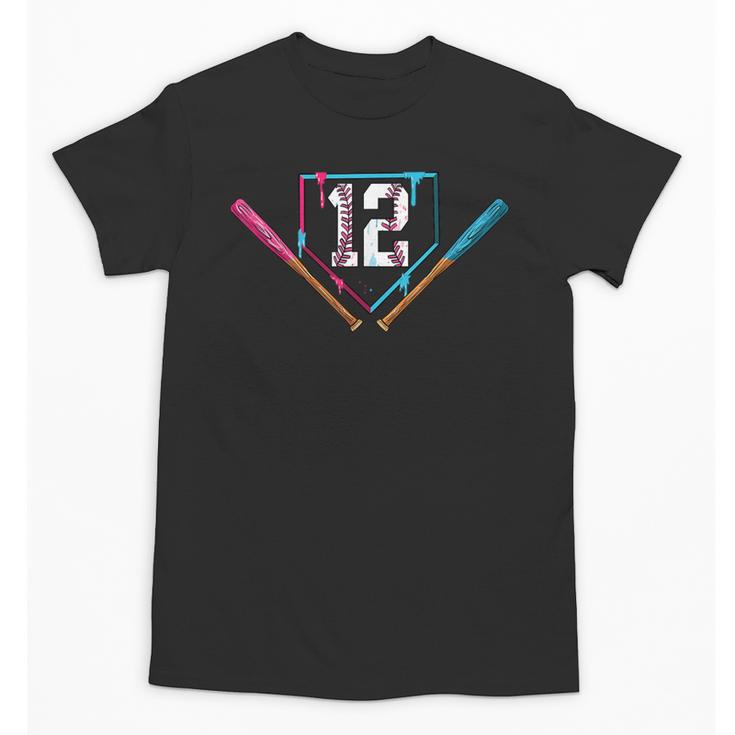 12th Birthday Baseball Ice Cream Drip 12 Years Old Boy Kids Unisex T-Shirt