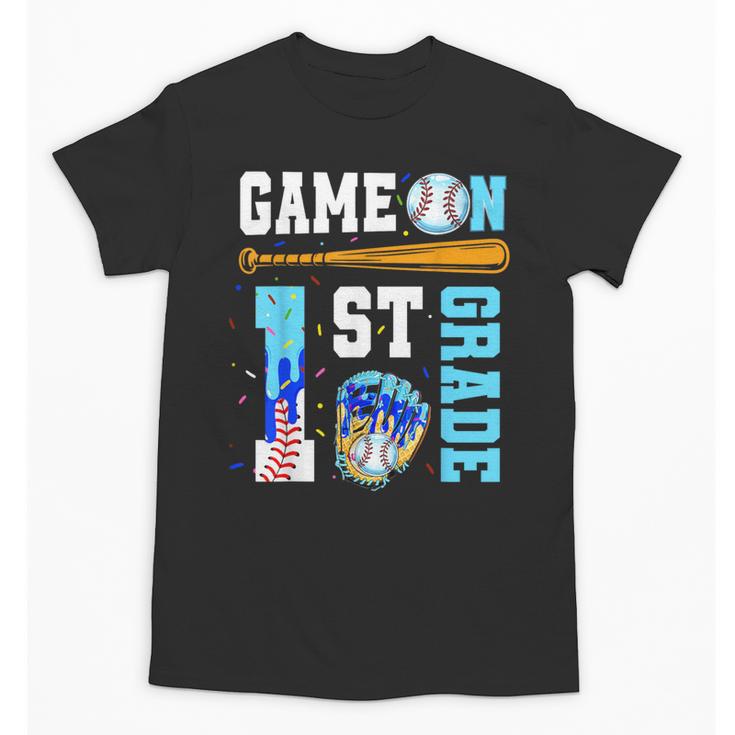 1st Grade Back To School Baseball Drip Ice Cream Game On Unisex T-Shirt