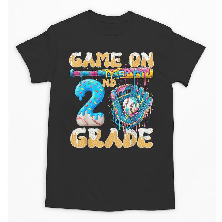 2nd Grade Back To School Baseball Drip Ice Cream Game On Unisex T-Shirt
