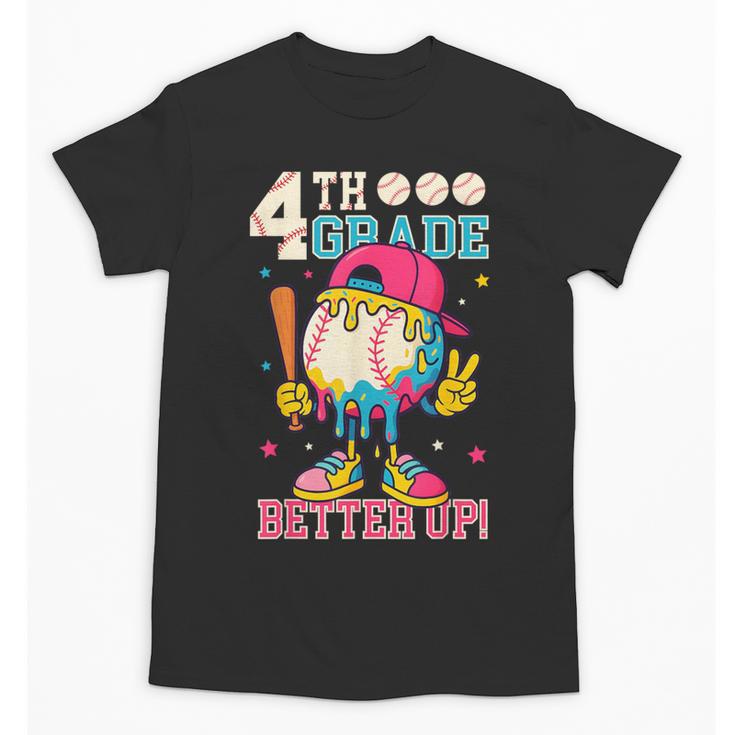 4th Grade Back To School Baseball Drip Ice Cream Game On Unisex T-Shirt