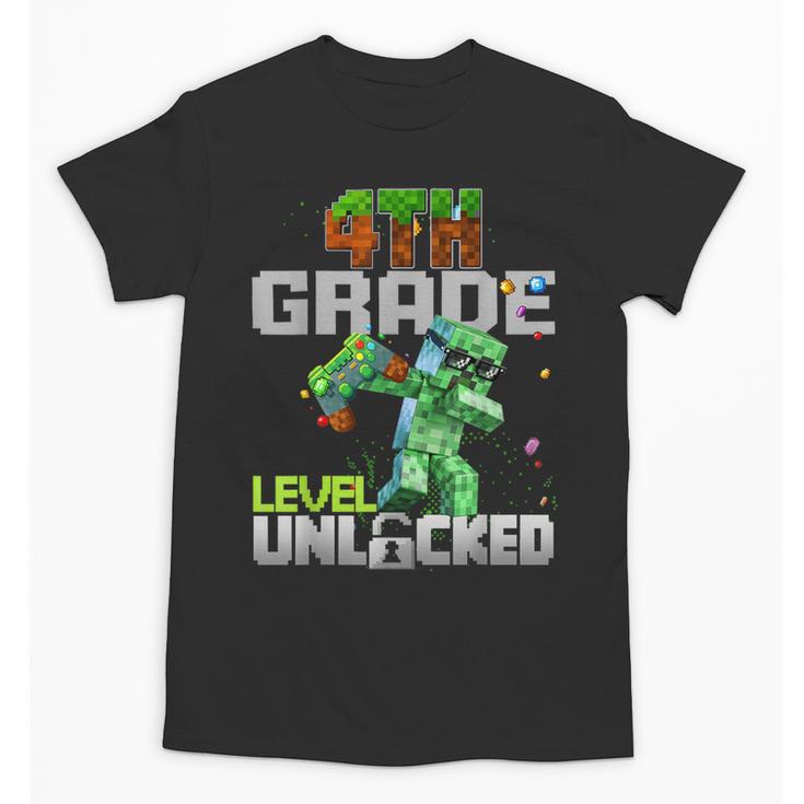 4th Grade Level Unlocked Back To School Pixel Game Unisex T-Shirt