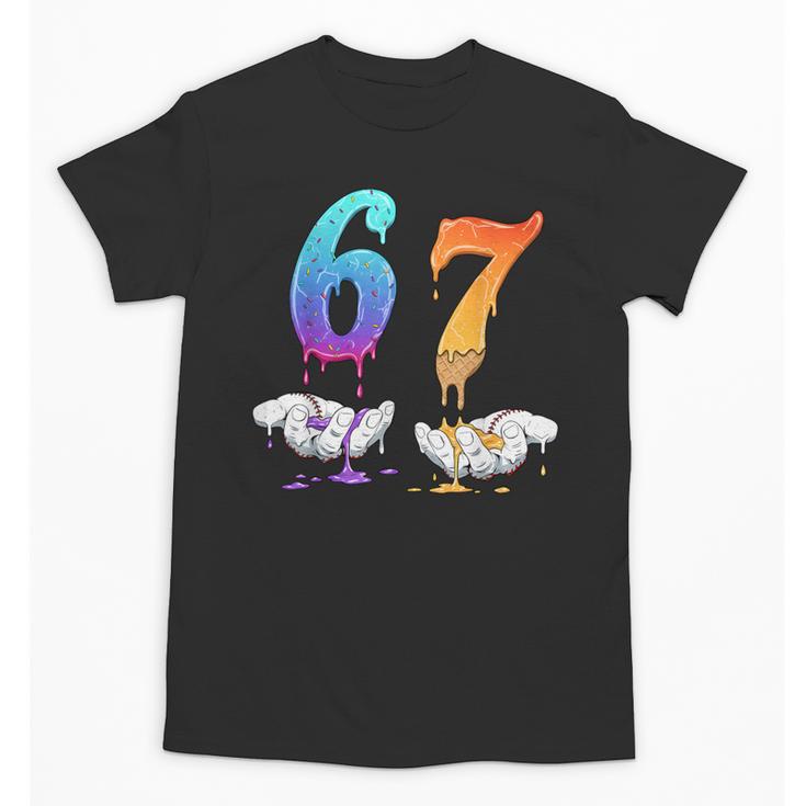 6 7 Six Seven Meme Hands Ice Cream Baseball Drip Boy Girl Unisex T-Shirt