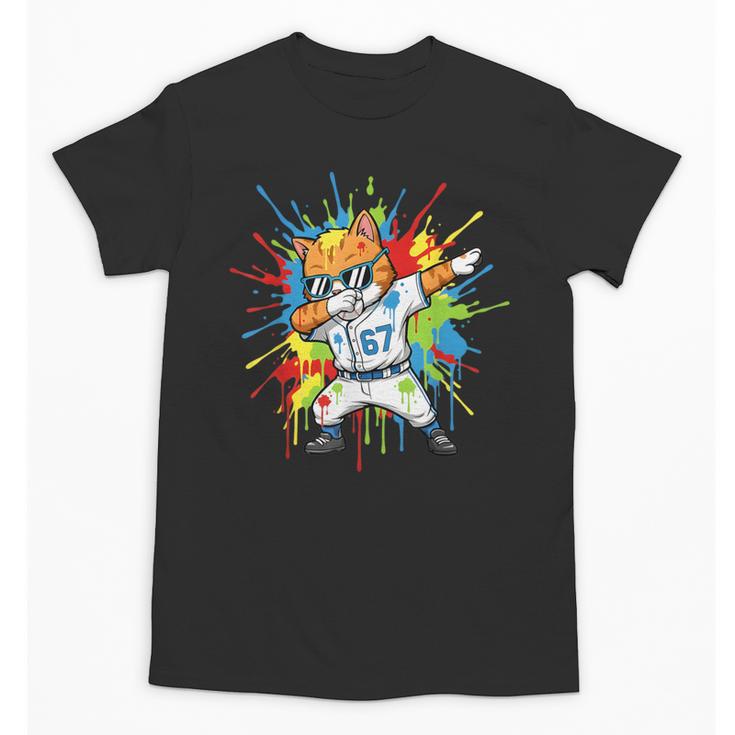 67 Baseball Dabbing Cat 6 7 Dripping Ice Cream Meme Unisex T-Shirt