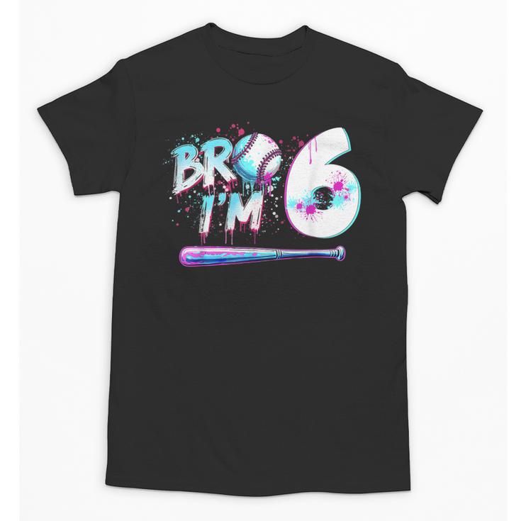 6th Birthday Boy Bro I'm 6 Year Old Baseball Ice Cream Drip Unisex T-Shirt