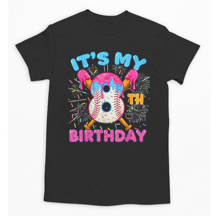 8th Birthday Baseball 8 Year Old Ice Cream Drip Boy Baseball Unisex T-Shirt