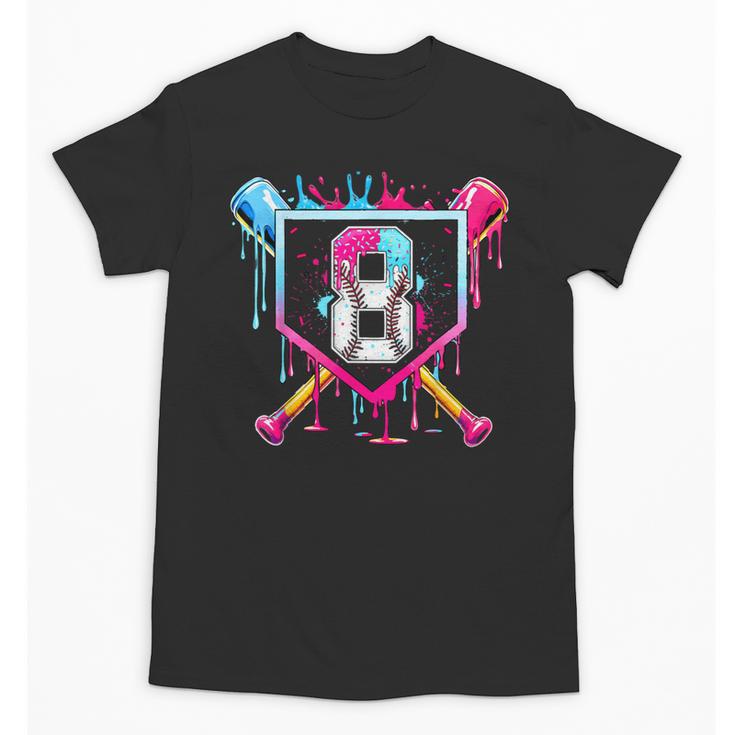 8th Birthday Boys Baseball Ice Cream Drip Boys Baseball Unisex T-Shirt